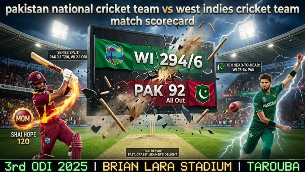 pakistan national cricket team vs west indies cricket team match scorecard