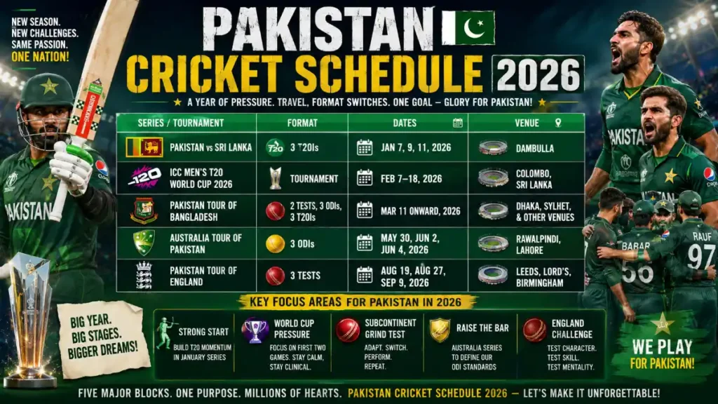 pakistan cricket schedule