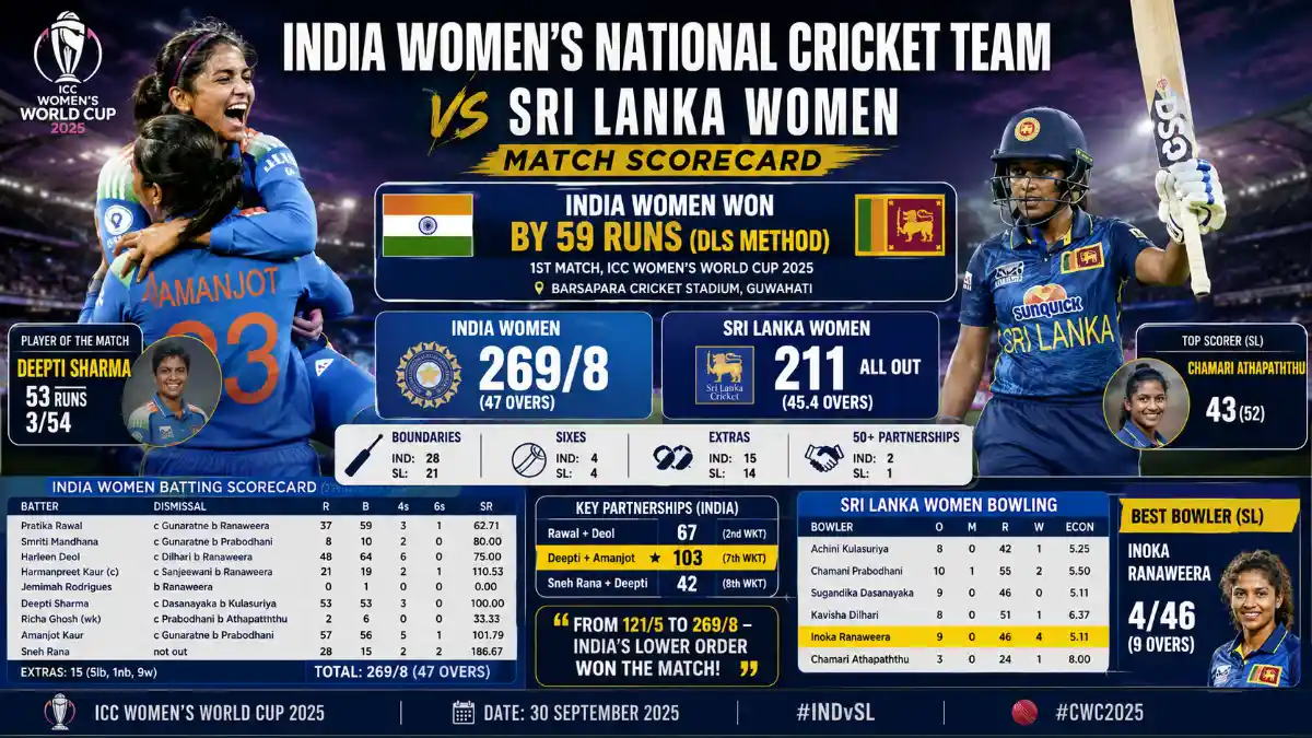 india women's national cricket team vs sri lanka women match scorecard