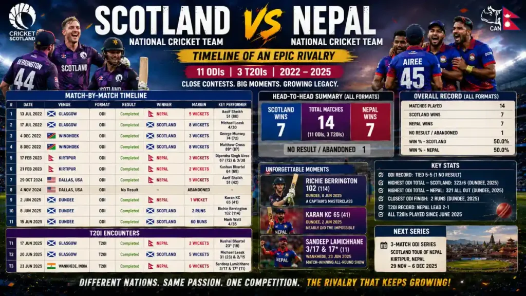 scotland national cricket team vs nepal national cricket team timeline