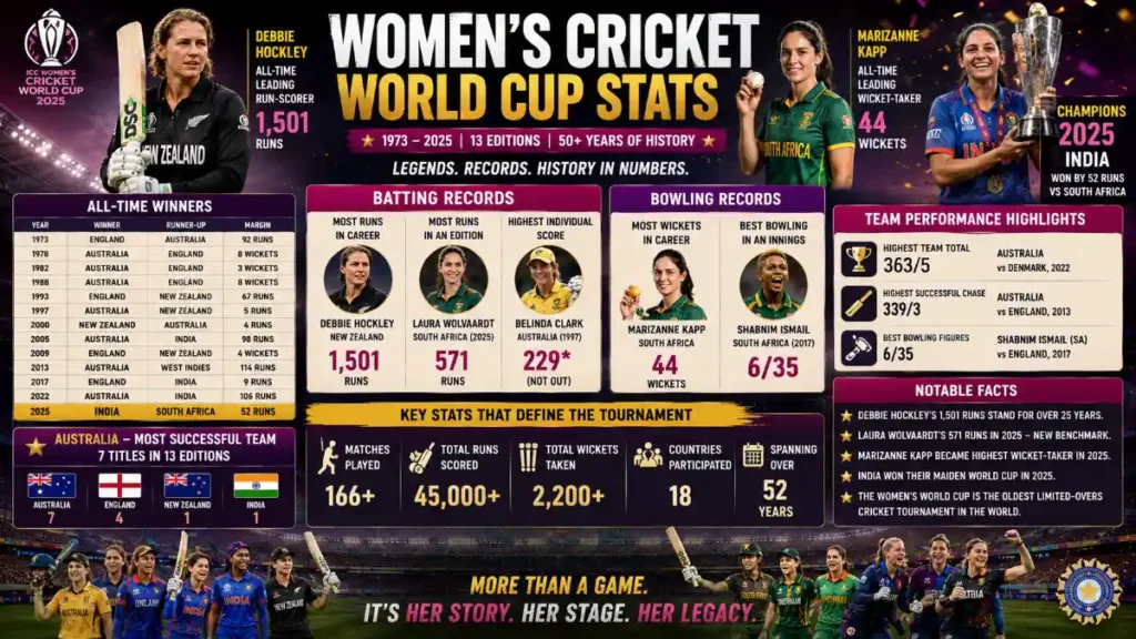 women's cricket world cup stats